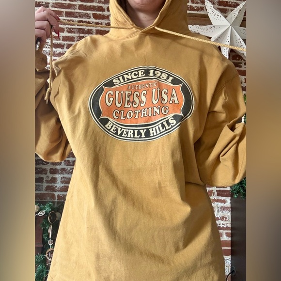 Vintage mustard yellow Guess Hoodie - Picture 2 of 11